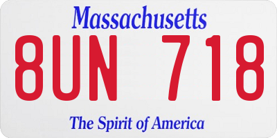 MA license plate 8UN718