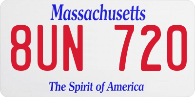 MA license plate 8UN720