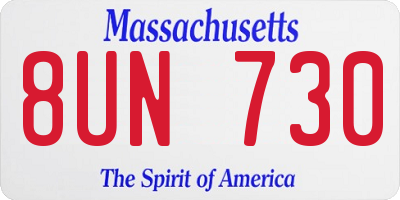 MA license plate 8UN730