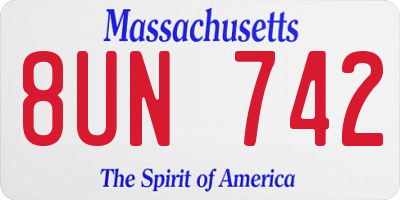 MA license plate 8UN742