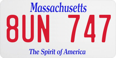 MA license plate 8UN747