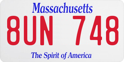 MA license plate 8UN748
