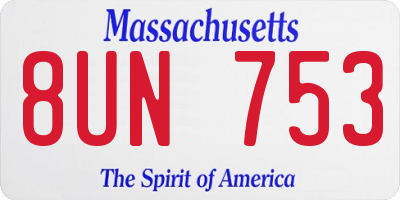 MA license plate 8UN753