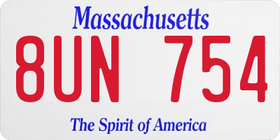 MA license plate 8UN754