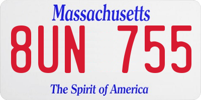 MA license plate 8UN755