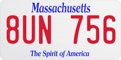 MA license plate 8UN756