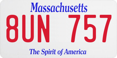 MA license plate 8UN757