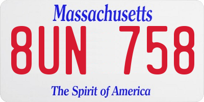 MA license plate 8UN758