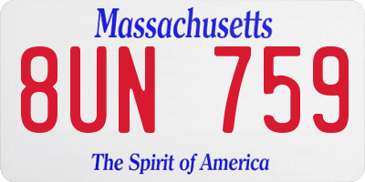 MA license plate 8UN759