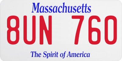 MA license plate 8UN760