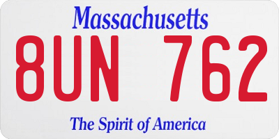 MA license plate 8UN762