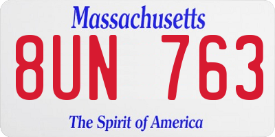 MA license plate 8UN763