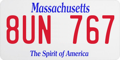 MA license plate 8UN767