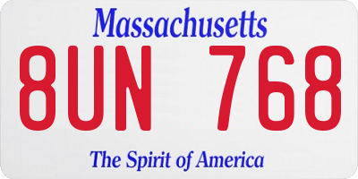 MA license plate 8UN768