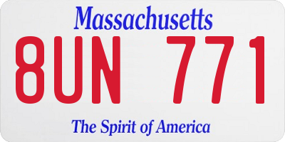 MA license plate 8UN771