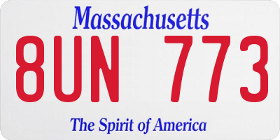 MA license plate 8UN773