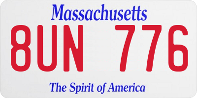 MA license plate 8UN776