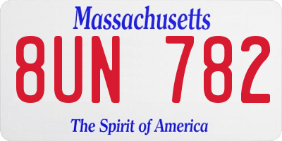 MA license plate 8UN782