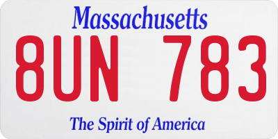 MA license plate 8UN783