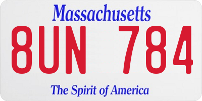 MA license plate 8UN784