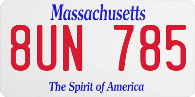 MA license plate 8UN785