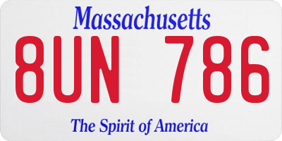 MA license plate 8UN786