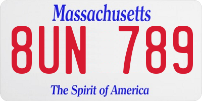 MA license plate 8UN789