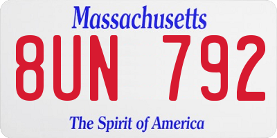 MA license plate 8UN792