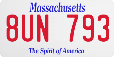 MA license plate 8UN793
