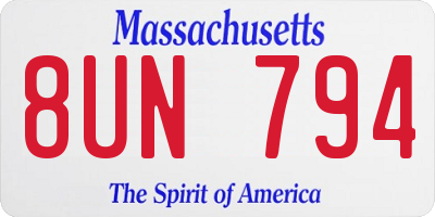 MA license plate 8UN794