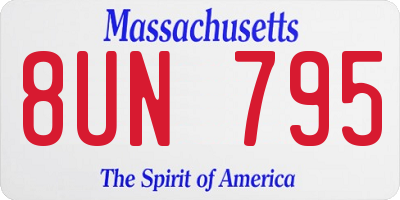 MA license plate 8UN795