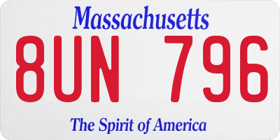 MA license plate 8UN796