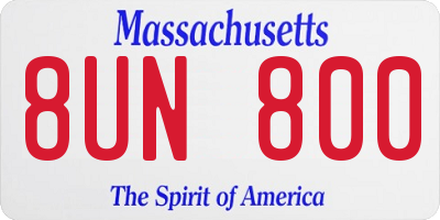 MA license plate 8UN800