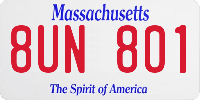 MA license plate 8UN801