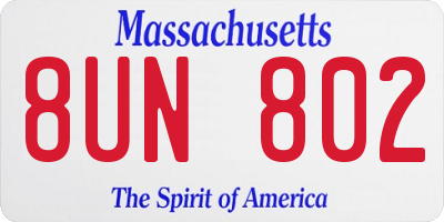 MA license plate 8UN802