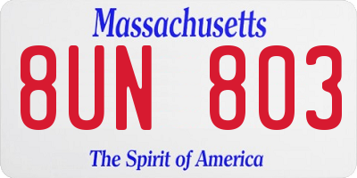 MA license plate 8UN803