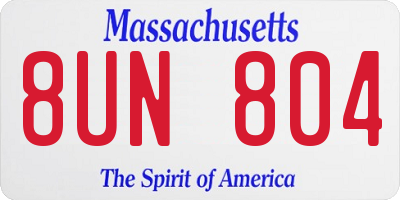 MA license plate 8UN804