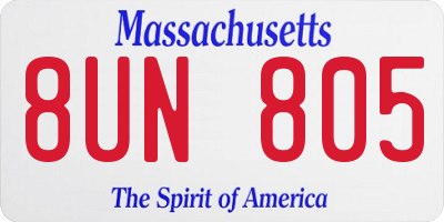 MA license plate 8UN805