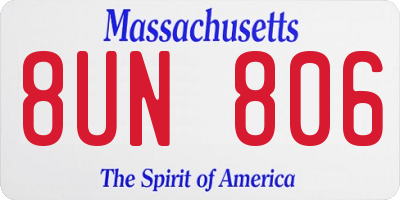 MA license plate 8UN806