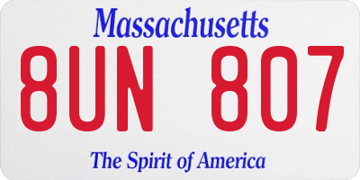 MA license plate 8UN807