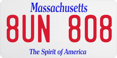 MA license plate 8UN808