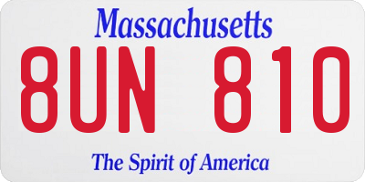 MA license plate 8UN810