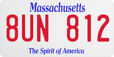 MA license plate 8UN812