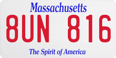 MA license plate 8UN816