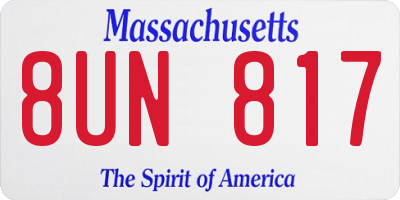 MA license plate 8UN817
