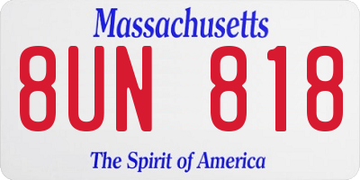 MA license plate 8UN818