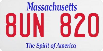 MA license plate 8UN820