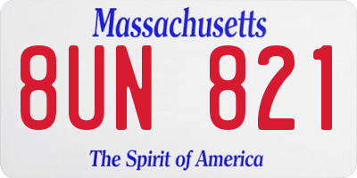 MA license plate 8UN821