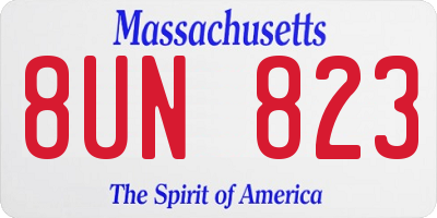 MA license plate 8UN823