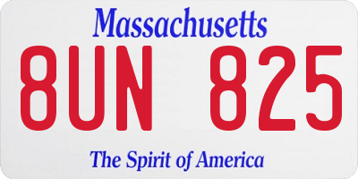 MA license plate 8UN825